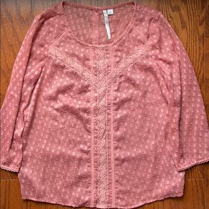 Lauren Conrad Salman-Pink Laced, Buttoned Blouse S
